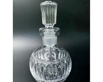 Vintage Cut Crystal Parfümflasche w / Stopfen-Dauber Geripptes Design Un-Marked 5 in