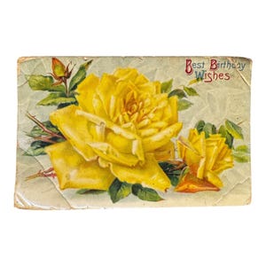 VTG Beste verjaardagswensen ansichtkaart met gele rozen jaren 1900 S.B. Serie 1120 Duitsland