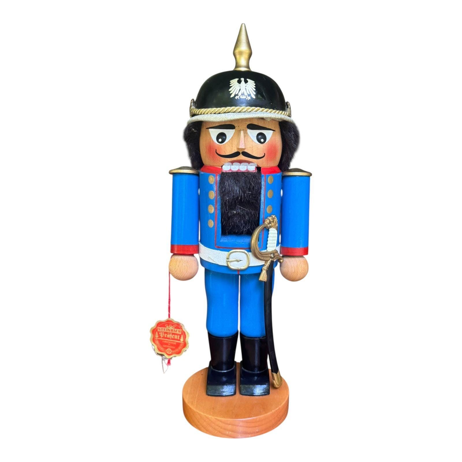 Vtg Steinbach German Wooden Nutcracker Soldier Figurine Blue