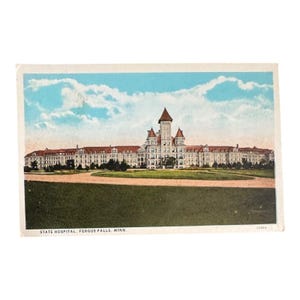 Ospedale psichiatrico statale FERGUS FALLS Minnesota Antica cartolina del manicomio