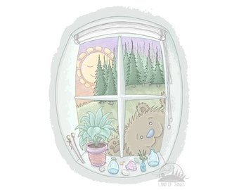 Greeting Card - Window Bear