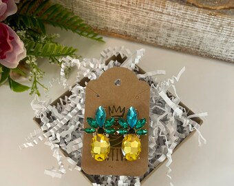 WTIVF • Pendientes de garrajos de piña • Elegantes pendientes de cristal amarillo Joyas • Pendientes de mujer Joyería • Regalo de FIV • FIV • Infertilidad