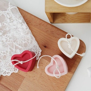 Heart Pillar Soy Candle,Valentine&#39;s Day,Home Decor,Handmade Soy Pillar cadles,Housewarming gift idea,interior object candles,Love Candles