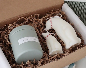 Christmas Polar bear Pillar Soy Candle with 8oz Soy Candle Gift Set,Christmas gift ideas,Christmas deco candle,Christmas Gift Box,Holiday