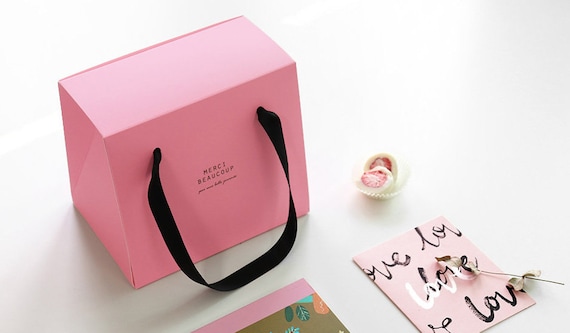 Gift Box,Shopping Bag,luxury Gift Bag,Gift Bag,Pink Gift Box,Holiday Gift Bag,Merci Beaucoup,mother's day gift bag