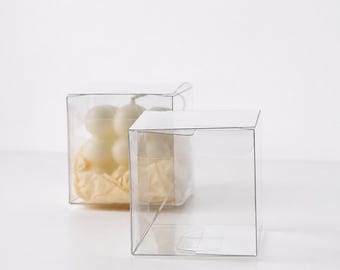 Clear Cube Gift Boxes Set of 10, Favor Boxes for Cookies, Macarons, Candy and Wedding Party Gifts