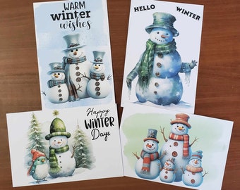 Snowman winter postcard set snowmen postcards