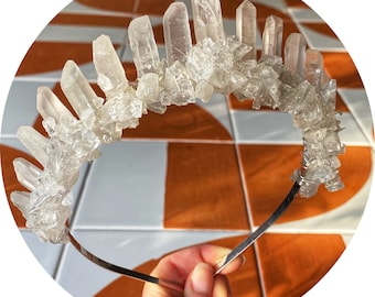 The Kellie - shattered clear crystal quartz headband crown