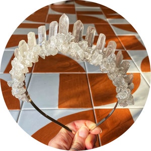 The Kellie shattered clear crystal quartz headband crown image 2