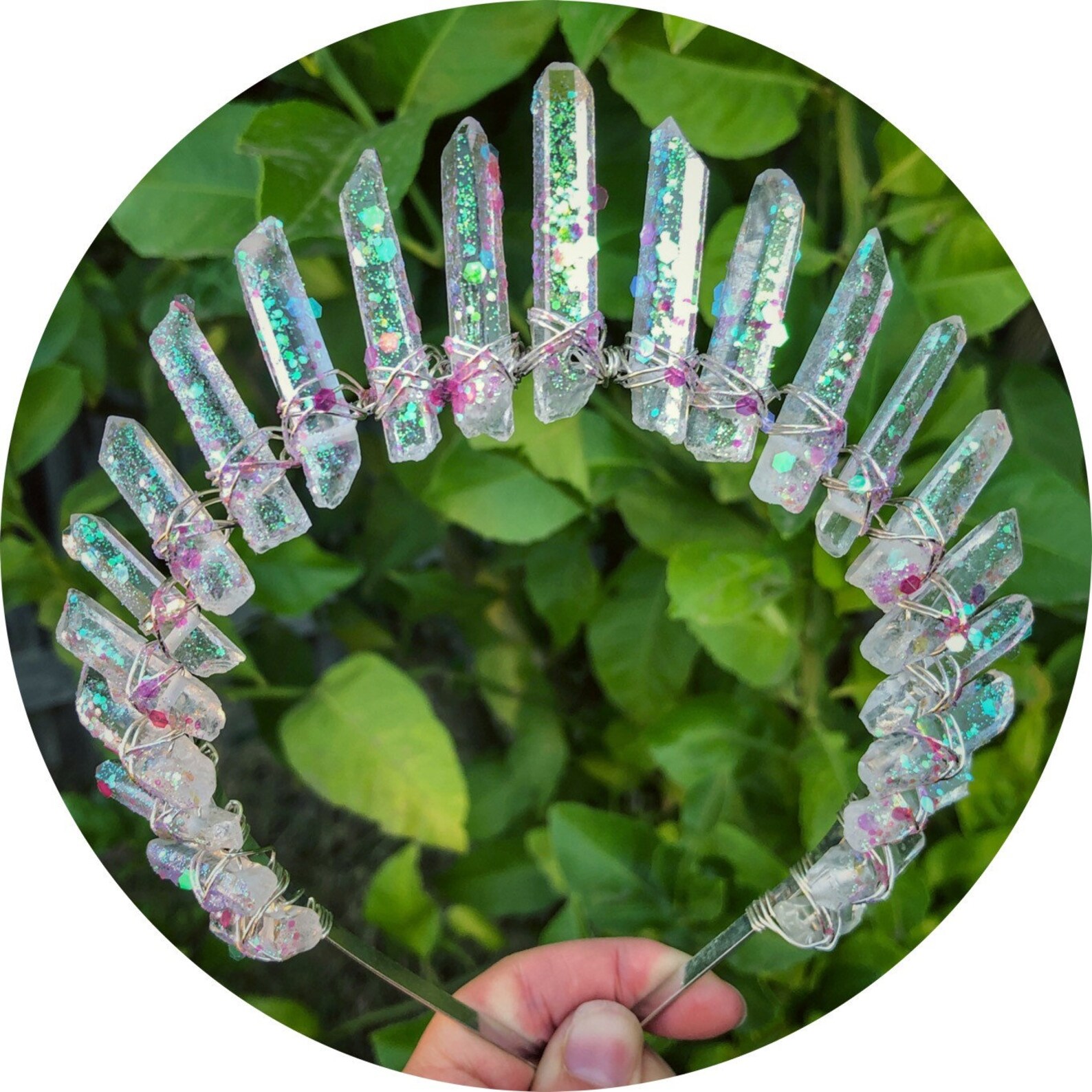 The Sarah Glitter Short Raw Clear Crystal Quartz Glitter Etsy