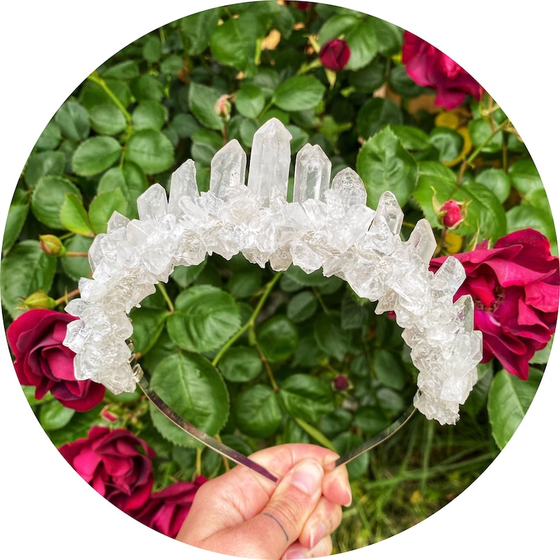 The Kellie shattered clear crystal quartz headband crown image 4