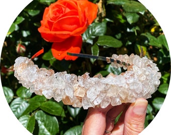 The Abbie - couronne de bandeau plat en quartz cristal rose brisé