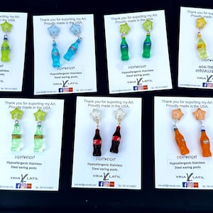 Soda bottle earring with stainless steel post