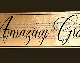 Amazing Grace Hymn, Amazing Grace wall art, Amazing Grace sign, Muscial sign