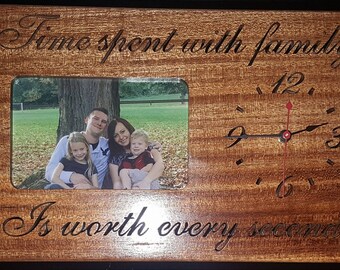 Family Time clock, wooden clock, family, family time, scroll saw, anniversary gift, wedding gift, christmas gift, Time spent with family