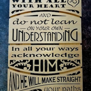 Proverbs 3:5-6, Bible Verse, Scripture, Catholic gift, Christian Gift, Gift for church, Trust in the Lord, Wall Hanging, Wood Sign,