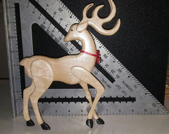 Wooden reindeer Santa rudolph blitzen vixen donner dasher ornaments Christmas Sleigh