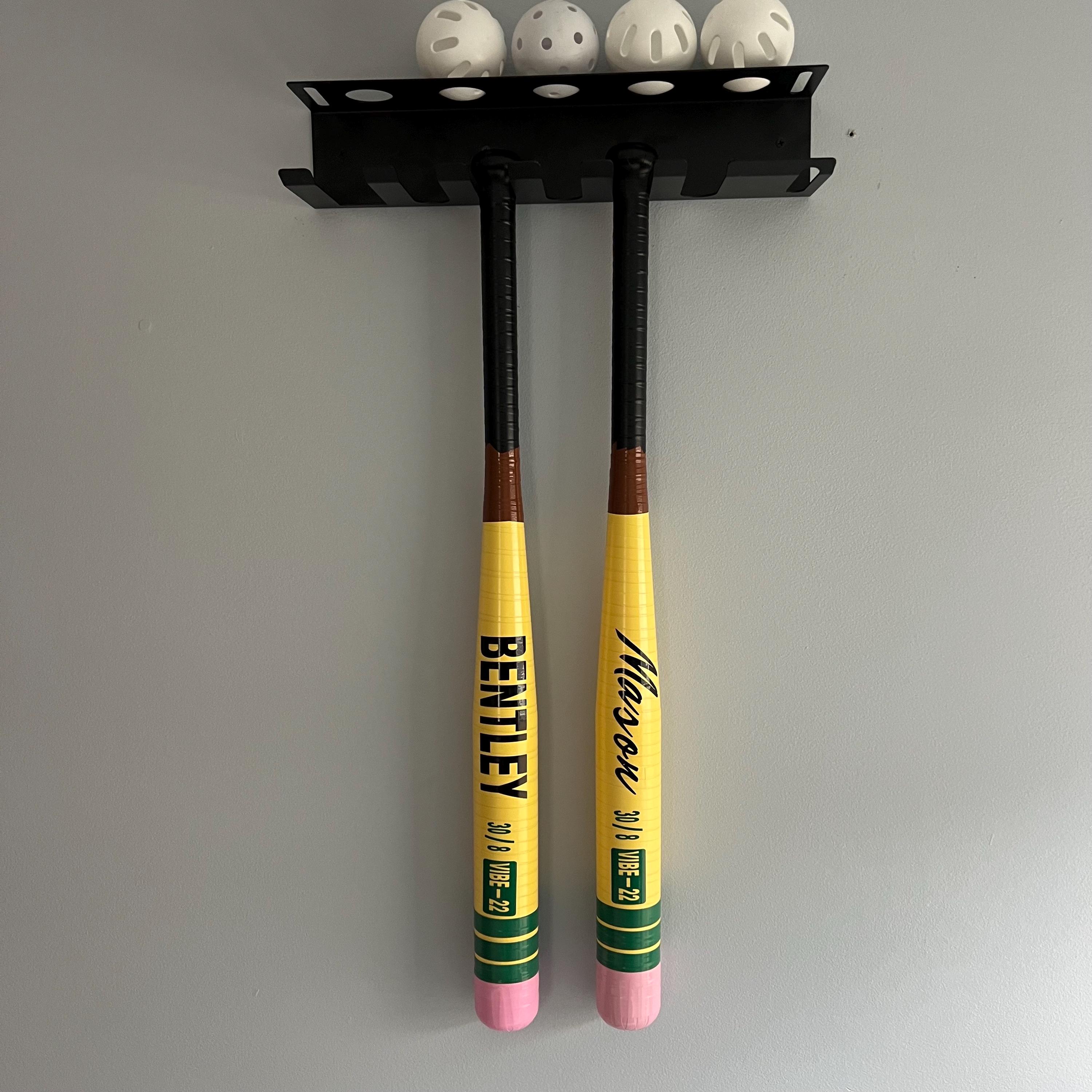 Batte de baseball en plastique noir / vert - 45 cm + baseball