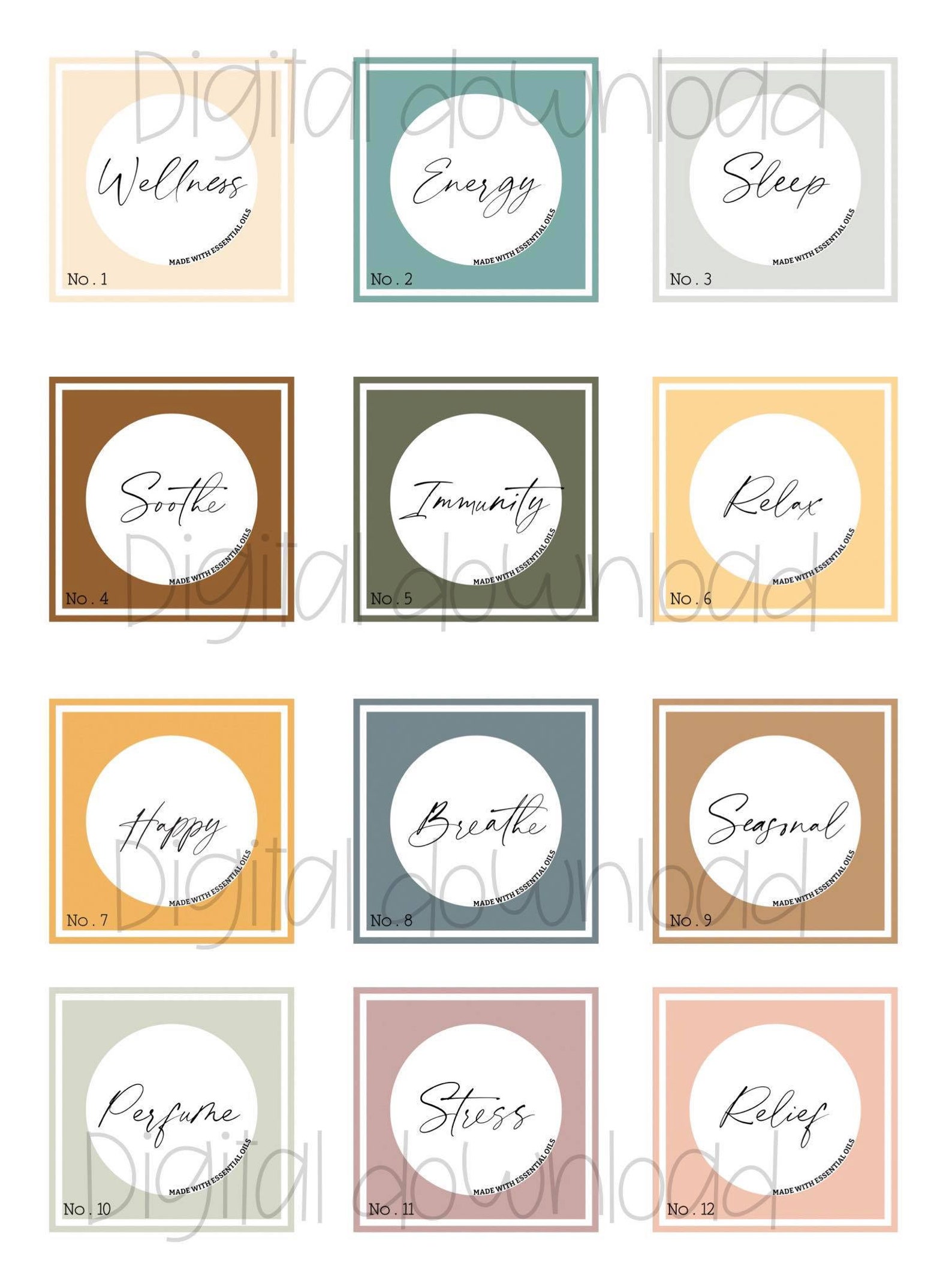 Ready to Download and Print Essential Oil Roller Labels Light - Etsy