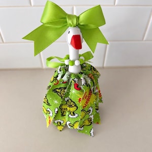 Mini disfraz de ganso de escritorio del Grinch, tutú de retazos de tela para ganso de escritorio, vestido navideño para ganso de escritorio, tutú de ganso del Grinch