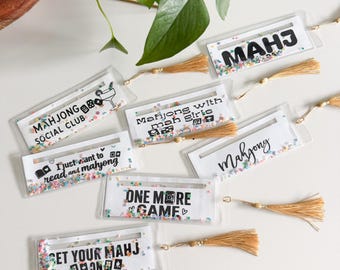 Mahjong line reader, shaker line reader with fun confetti inside.  This doubles as a bookmark, mahjong bookmark.