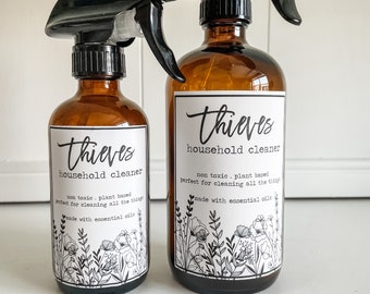 Thieves Household cleaner and vinyl labels for 16oz or 8oz spray bottles