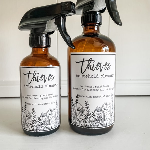 Thieves Household cleaner and vinyl labels for 16oz or 8oz spray bottles