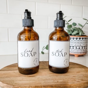 Plant Based Soap Labels: Dish & Hand Soap Vinyl Stickers (Set of 2)