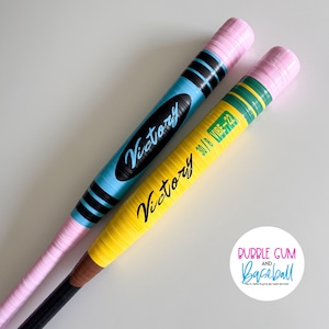 Taped Plastic Baseball Bat: Pencil, Crayon, Cotton Candy Design