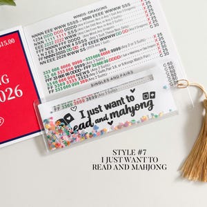 Mahjong-Linienleser, Shaker-Linienleser mit Konfetti im Inneren. Kann auch als Lesezeichen verwendet werden, Mahjong-Lesezeichen. Bild 6