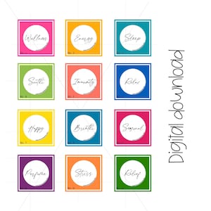 Colorful Essential Oil Roller Labels: 10ml Printable Stickers (Digital Download)
