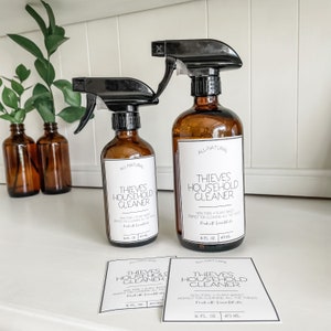 Labels huishoudreiniger Thieves: waterdicht vinyl, 16 oz en 8 oz (set van 2)