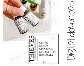 Bereit zum Herunterladen und Drucken von Thieves Cleaner Musteretiketten für 15 ml Flaschen