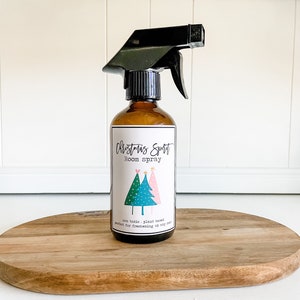 Christmas Spirit Room Spray Label: DIY Essential Oil, Waterproof Vinyl