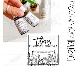 Ready To download and print Thieves Cleaner sample labels for 15ml bottles