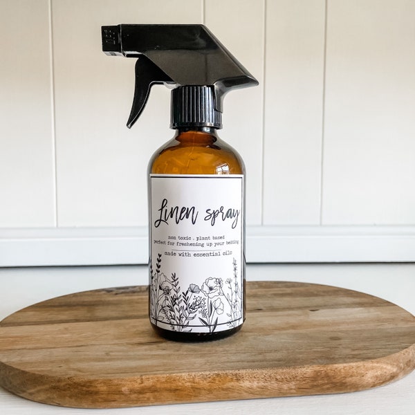 Printed and ready to ship! Modern Linen Spray vinyl label, essential oil DIY linen spray label