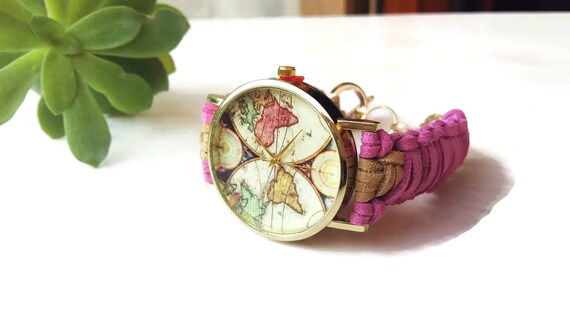 Orologio donna mappamondo Orologio da polso mappa Orologio | Etsy Italia
