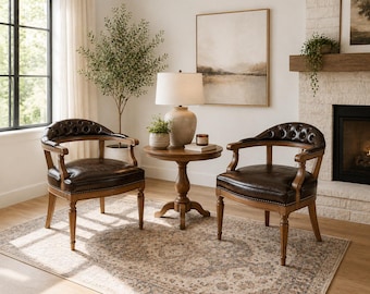 Handcrafted Faux Leather Accent Chair – Vintage Barrel Style Dining & Lounge Chair