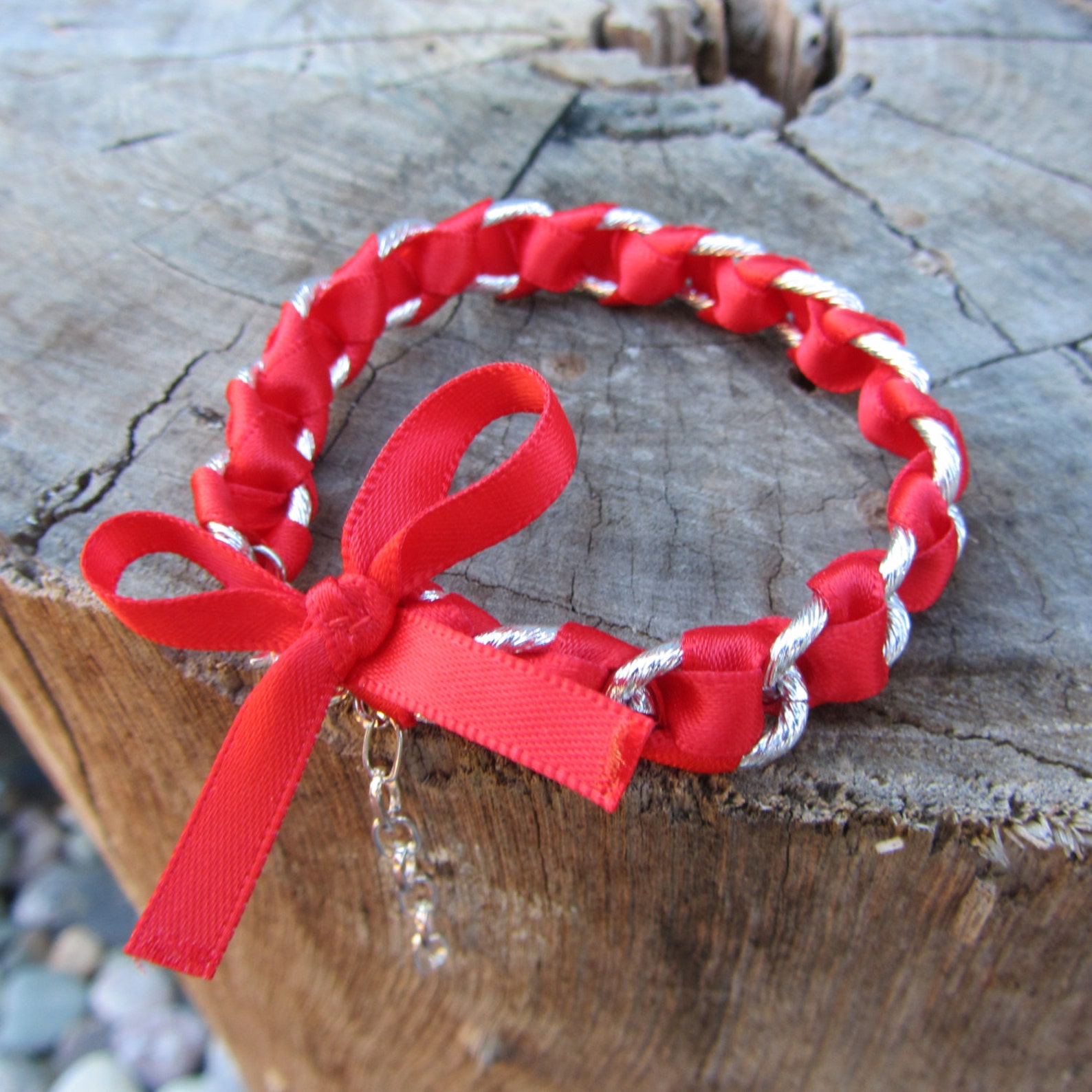 Red Ribbon Bracelet Woven Ribbon Bracelet Bow Bracelet Gift Etsy