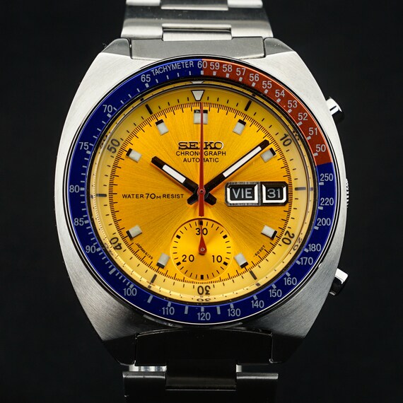 Seiko Pogue Automatic Chronograph Yellow Dial pepsi 70m - Etsy Australia