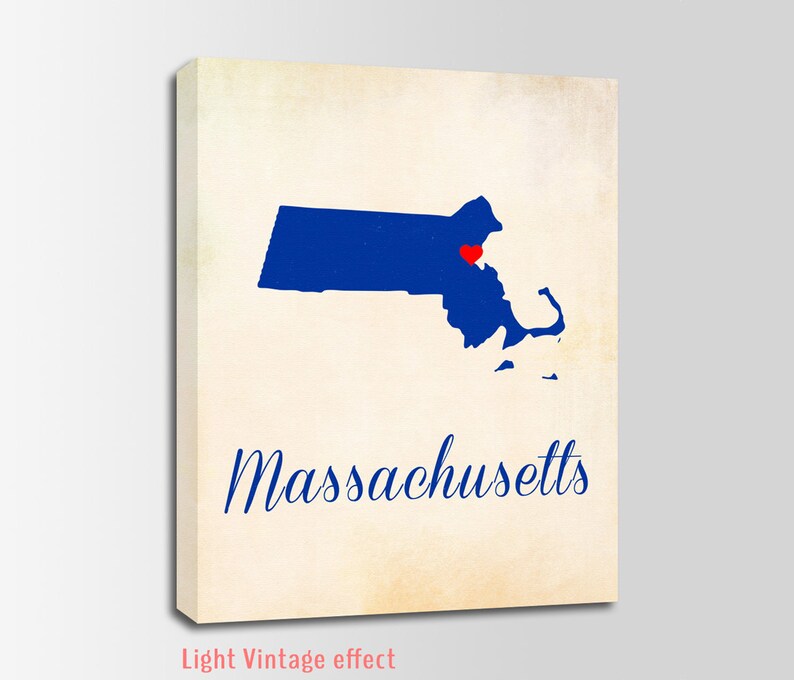 Massachusetts Map Massachusetts Canvas Print USA Nursery Art Wall Decor Vintage Map Personalized Art Massachusetts Vintage Print