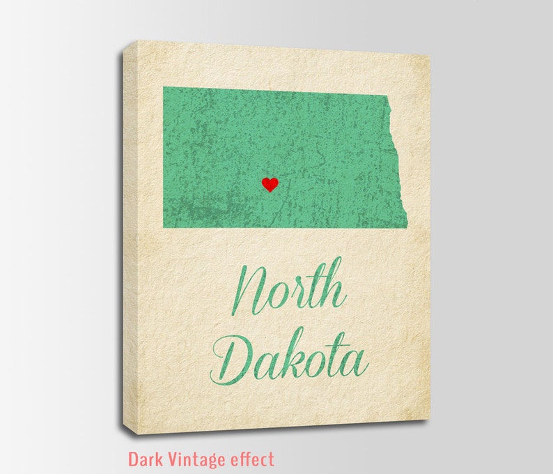 Vintage Map USA North Dakota Map Personalized Art North Dakota Canvas Print North Dakota Vintage Print Wall Decor Nursery Art