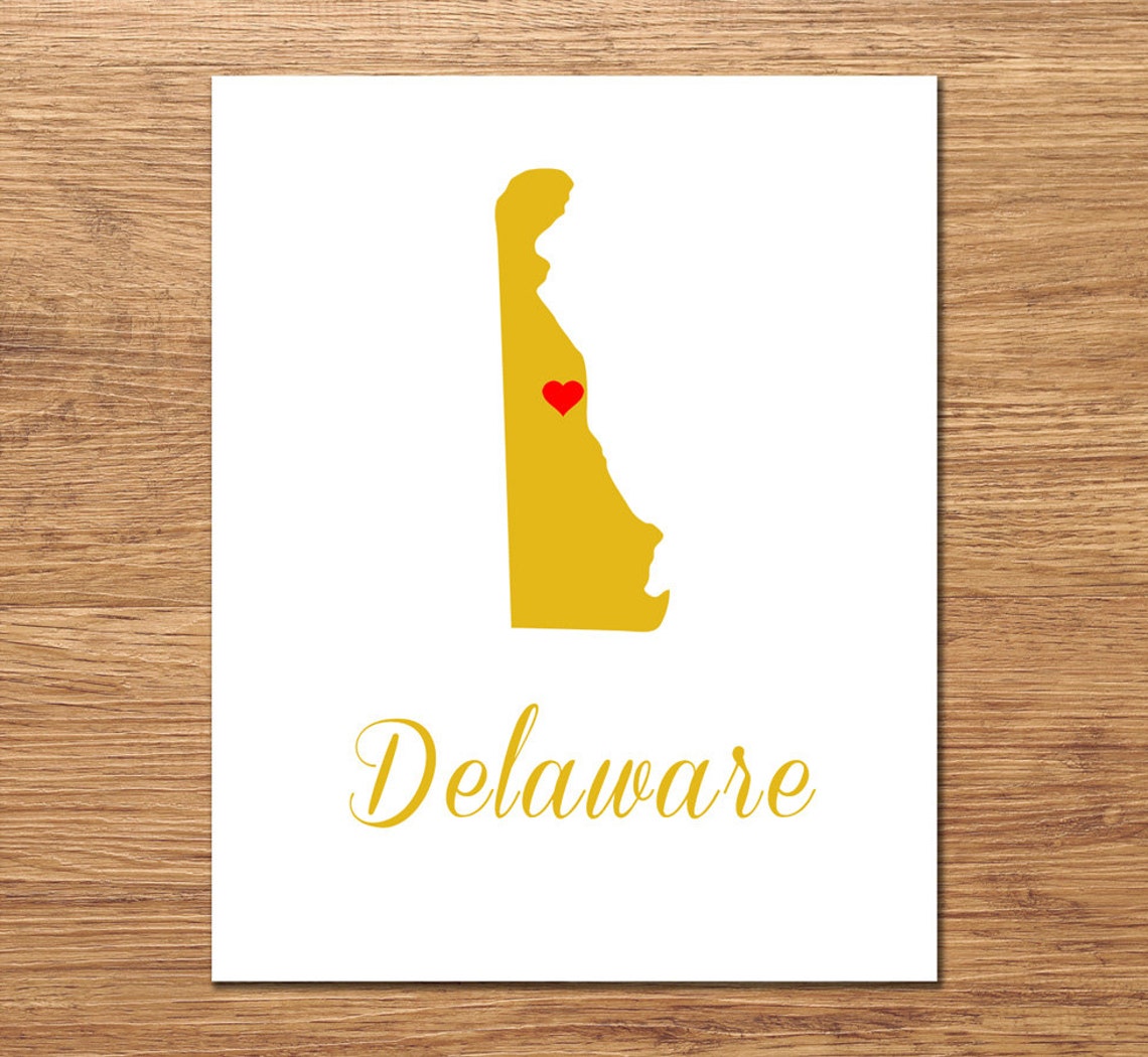 Delaware Art Print Delaware Map State Wall Art Customizable | Etsy
