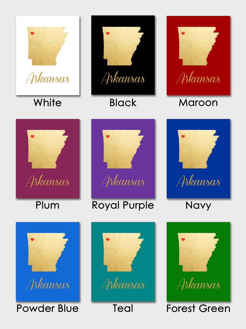 Arkansas Gold Color Map Print Personalized Home Town Art Etsy