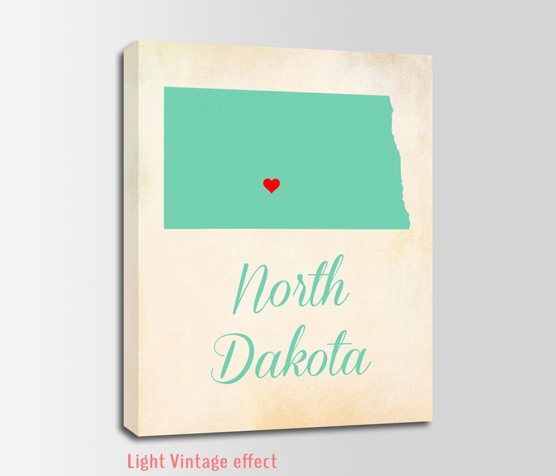 Vintage Map USA North Dakota Map Personalized Art North Dakota Canvas Print North Dakota Vintage Print Wall Decor Nursery Art