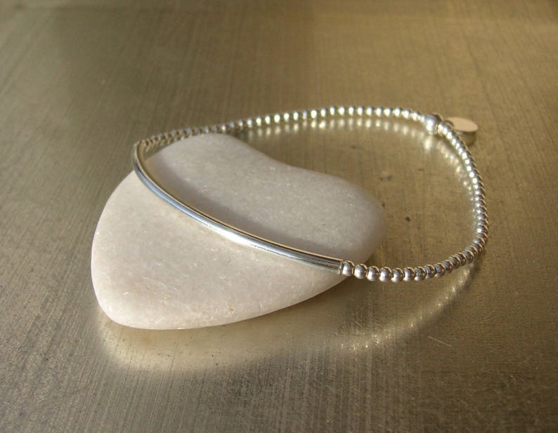 Bracelet tube fin et mini perles en argent 925ème zdjęcie 3