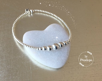 Bracelet perles dégradées en argent 925ème