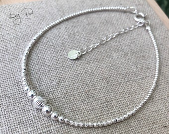 Bracelet de cheville perles en argent 925