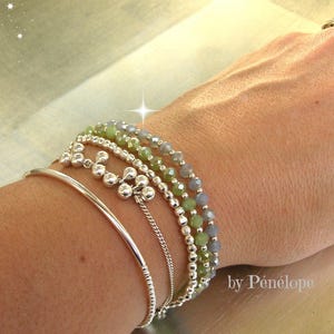 Bracelet tube fin et mini perles en argent 925ème image 2
