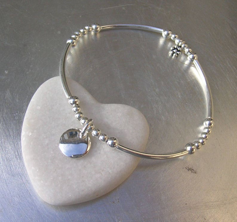 Bracelet en argent 925ème et sa médaille ronde bombée image 3